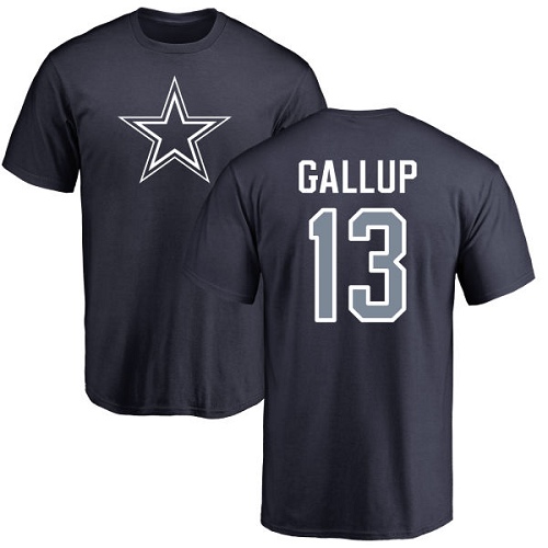 Men Dallas Cowboys Navy Blue Michael Gallup Name and Number Logo #13 Nike NFL T Shirt